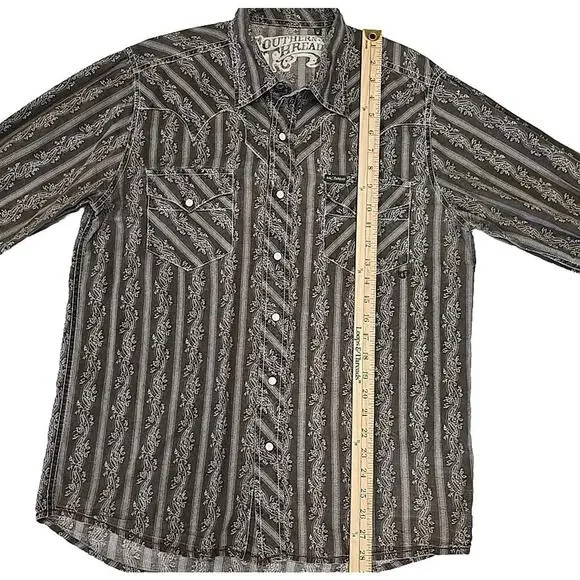 Southern Thread Mens Western Pearl Snap SZ M Vintage Inspired Retro Cowboy Brown - Picture 12 of 14